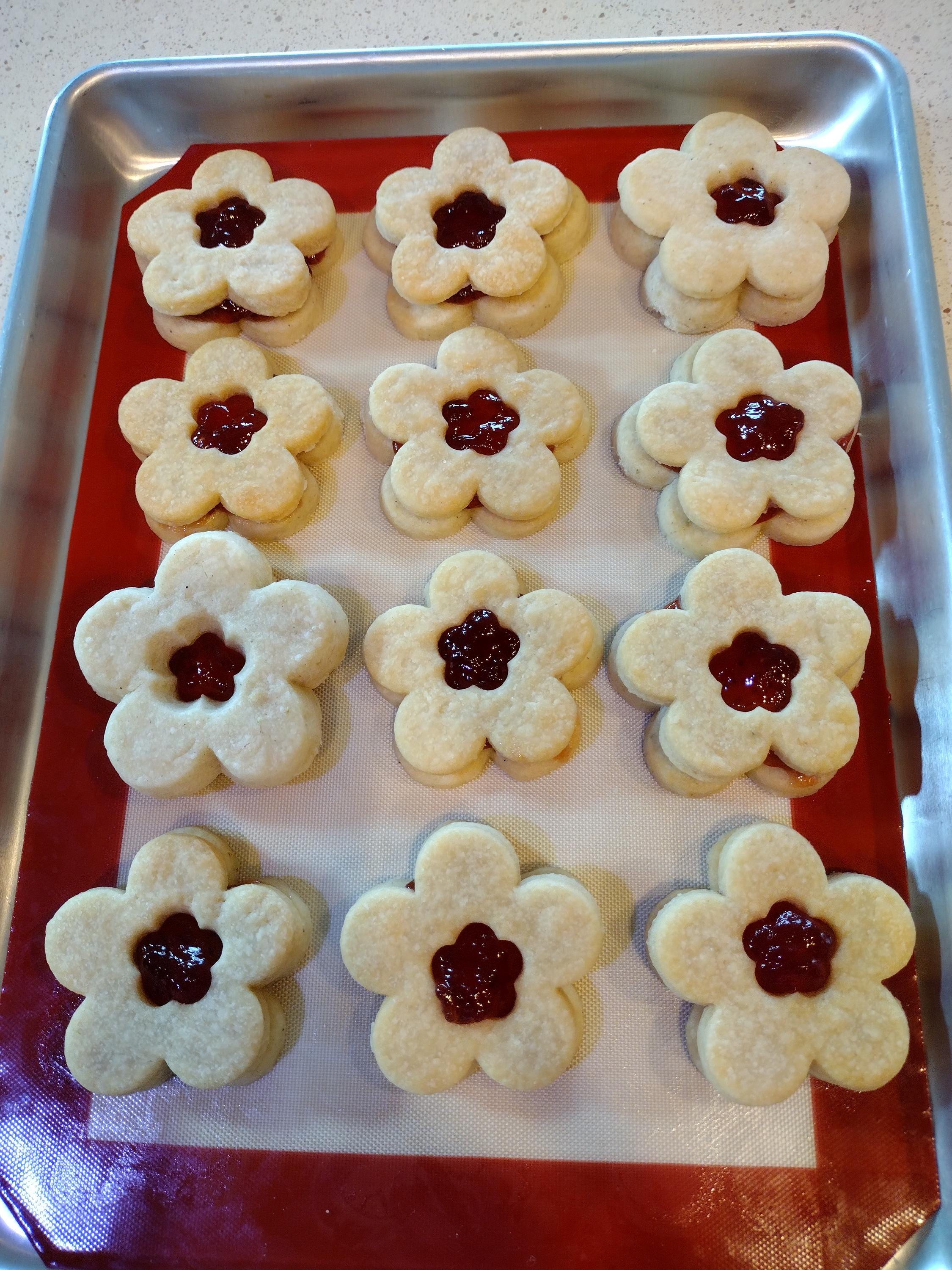 Linzer Cookies: Buttery Jam Sandwich Cookies, One Dozen
