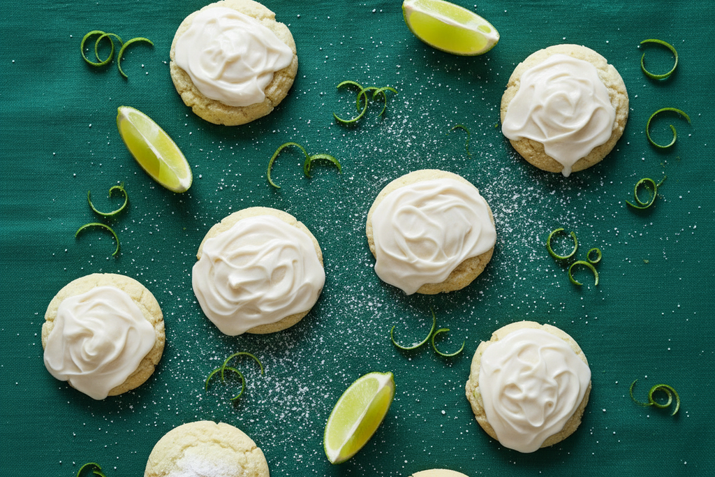 Melts in your mouth Lime Cookies with drizzled white glaze