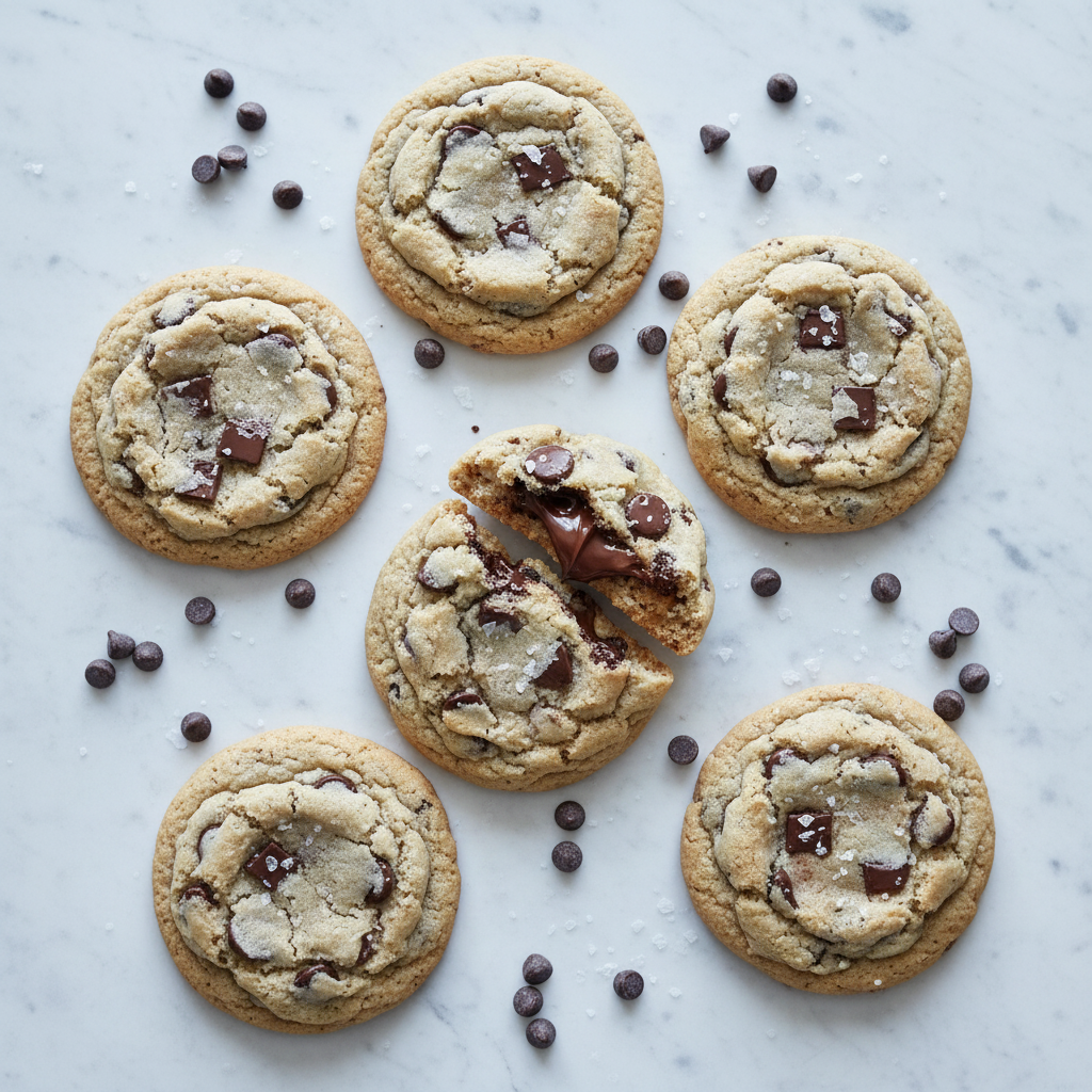 Scrumptious Chocolate Chip Cookie - Bright Flat Lay