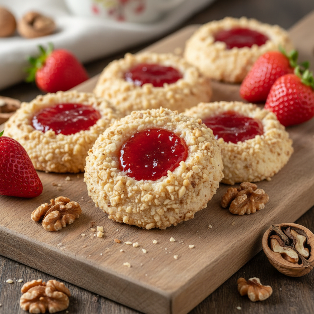 Walnut Strawberry Thumbprint Cookies Photo